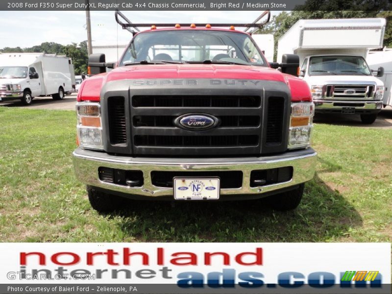 Bright Red / Medium Stone 2008 Ford F350 Super Duty XL Regular Cab 4x4 Chassis Commercial