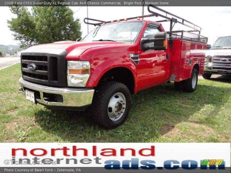Bright Red / Medium Stone 2008 Ford F350 Super Duty XL Regular Cab 4x4 Chassis Commercial