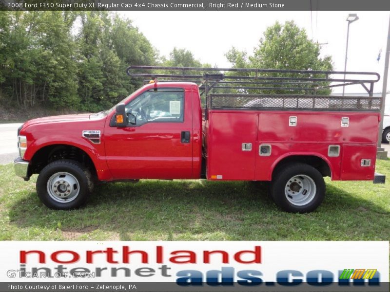 Bright Red / Medium Stone 2008 Ford F350 Super Duty XL Regular Cab 4x4 Chassis Commercial