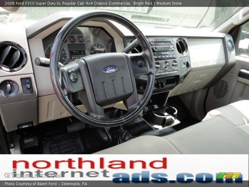 Bright Red / Medium Stone 2008 Ford F350 Super Duty XL Regular Cab 4x4 Chassis Commercial