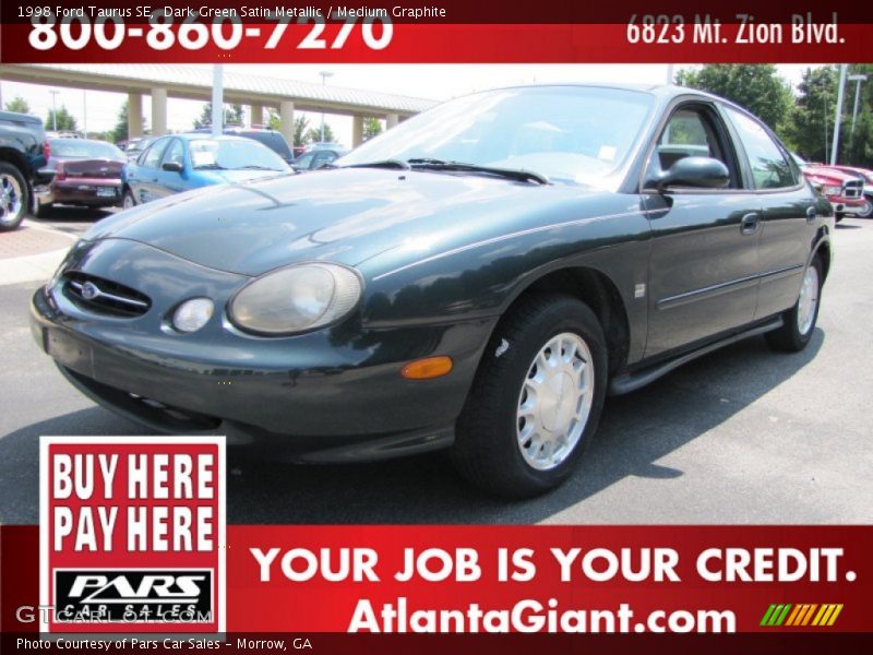 Dark Green Satin Metallic / Medium Graphite 1998 Ford Taurus SE