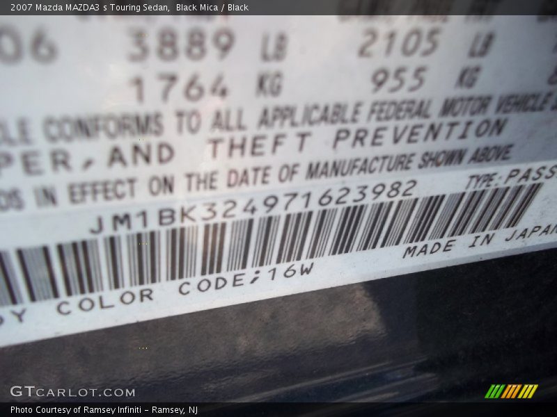 Black Mica / Black 2007 Mazda MAZDA3 s Touring Sedan