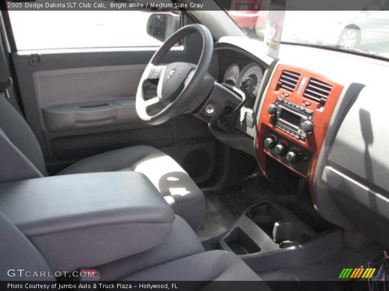 Bright White / Medium Slate Gray 2005 Dodge Dakota SLT Club Cab