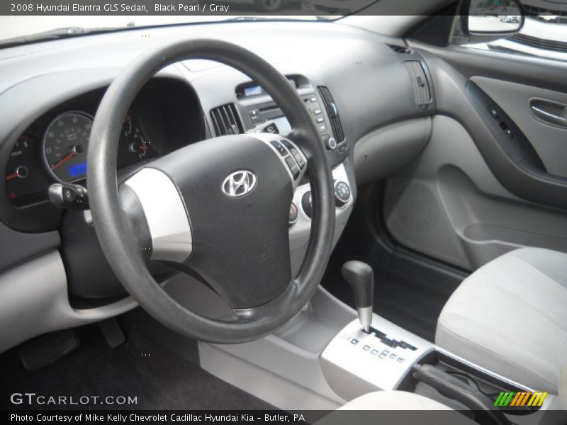 Black Pearl / Gray 2008 Hyundai Elantra GLS Sedan