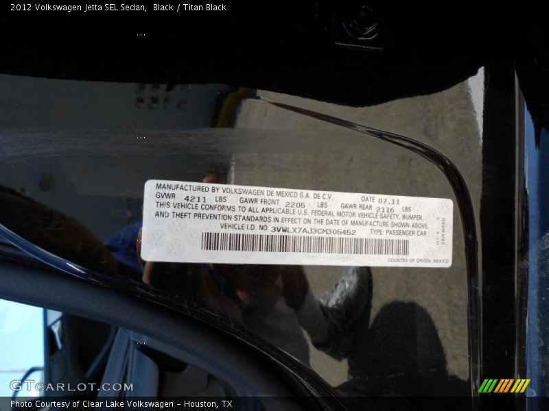 Black / Titan Black 2012 Volkswagen Jetta SEL Sedan