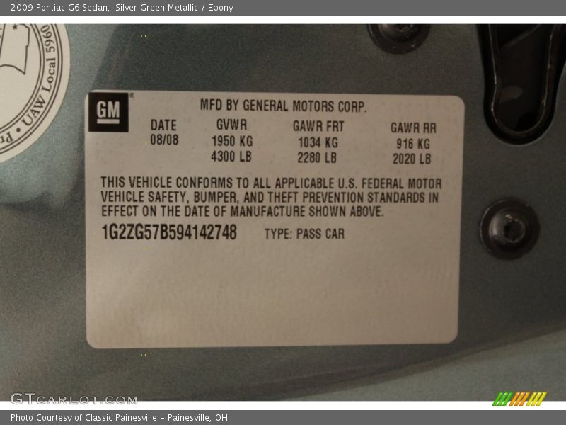 Silver Green Metallic / Ebony 2009 Pontiac G6 Sedan