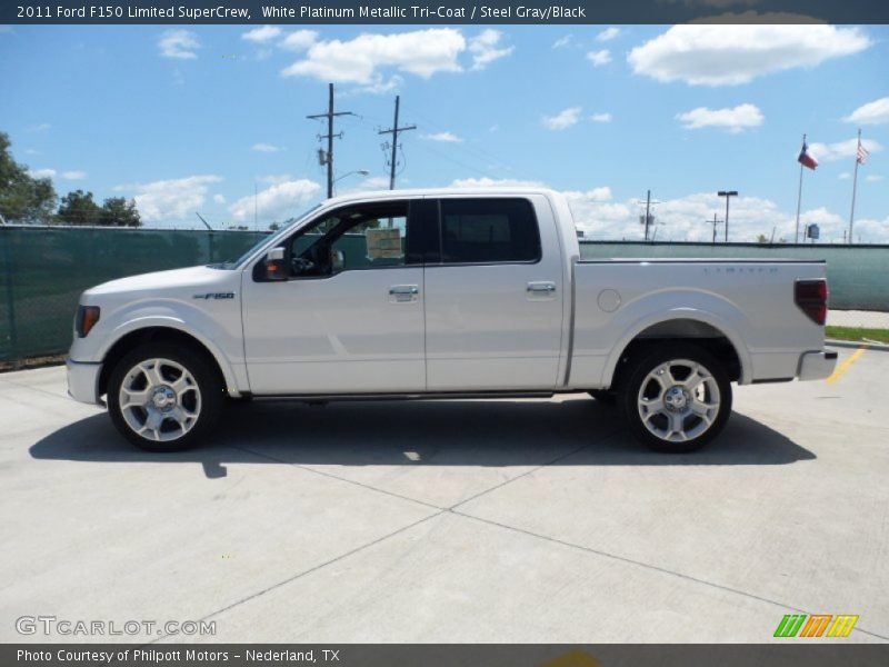 White Platinum Metallic Tri-Coat / Steel Gray/Black 2011 Ford F150 Limited SuperCrew