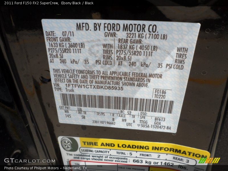 Ebony Black / Black 2011 Ford F150 FX2 SuperCrew