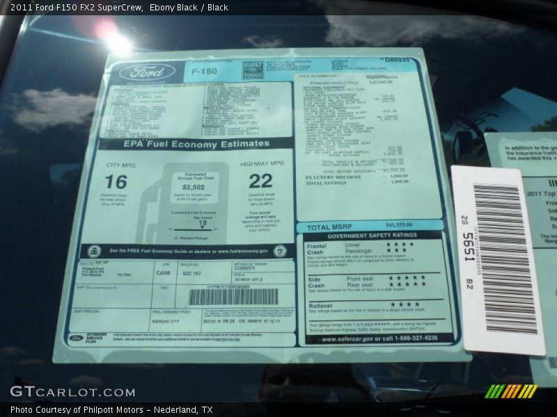 Ebony Black / Black 2011 Ford F150 FX2 SuperCrew
