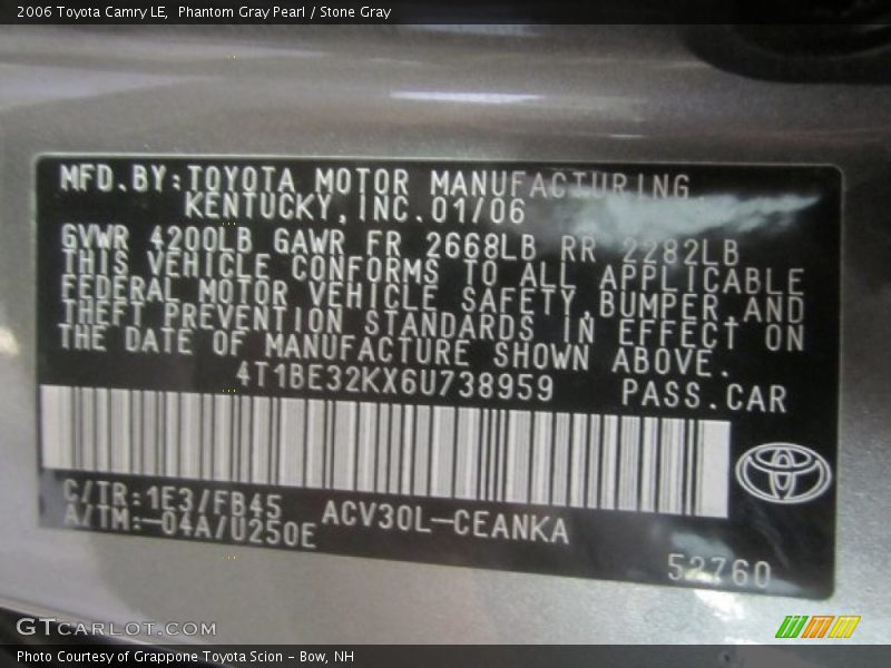 Phantom Gray Pearl / Stone Gray 2006 Toyota Camry LE