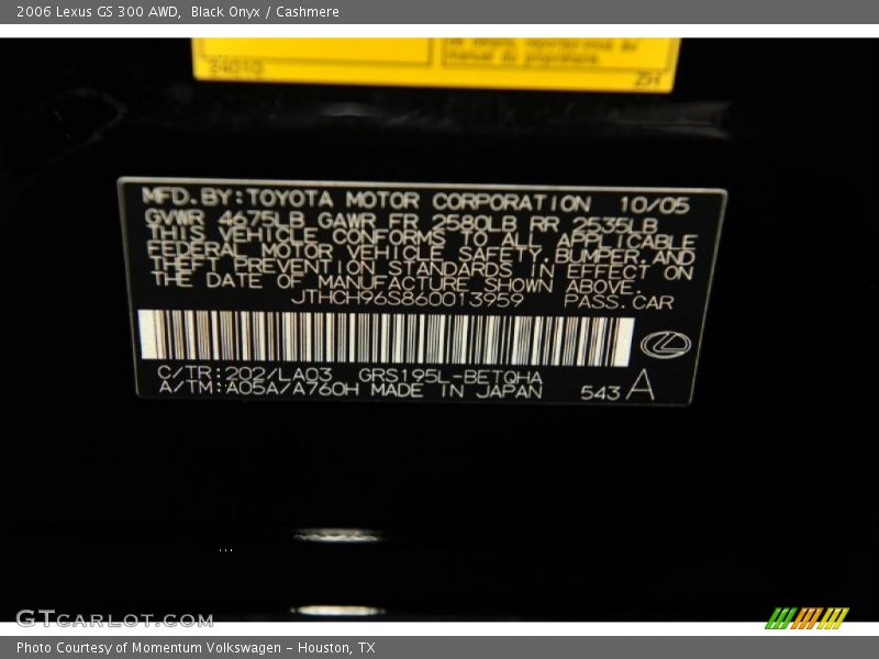Black Onyx / Cashmere 2006 Lexus GS 300 AWD