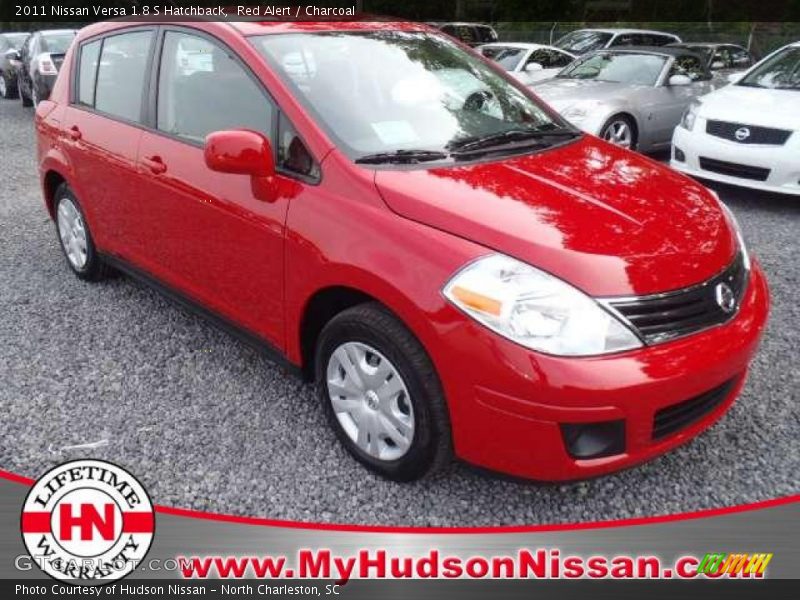 Red Alert / Charcoal 2011 Nissan Versa 1.8 S Hatchback