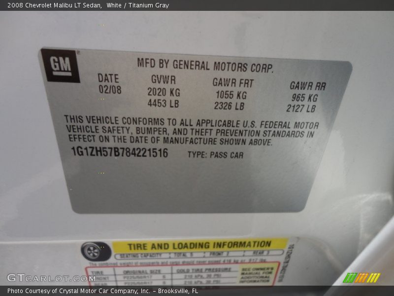 White / Titanium Gray 2008 Chevrolet Malibu LT Sedan