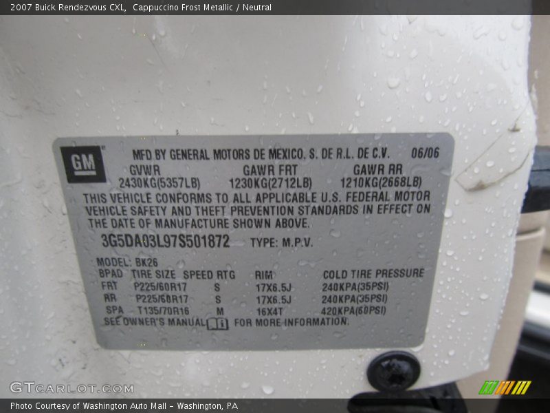 Cappuccino Frost Metallic / Neutral 2007 Buick Rendezvous CXL