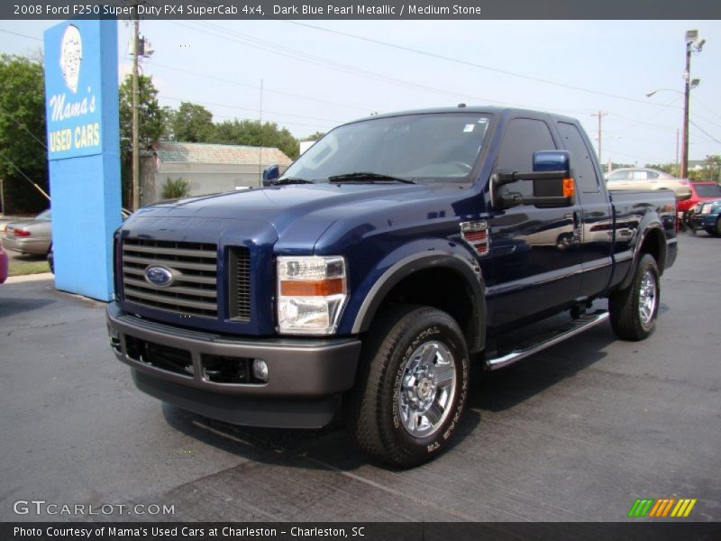 Dark Blue Pearl Metallic / Medium Stone 2008 Ford F250 Super Duty FX4 SuperCab 4x4