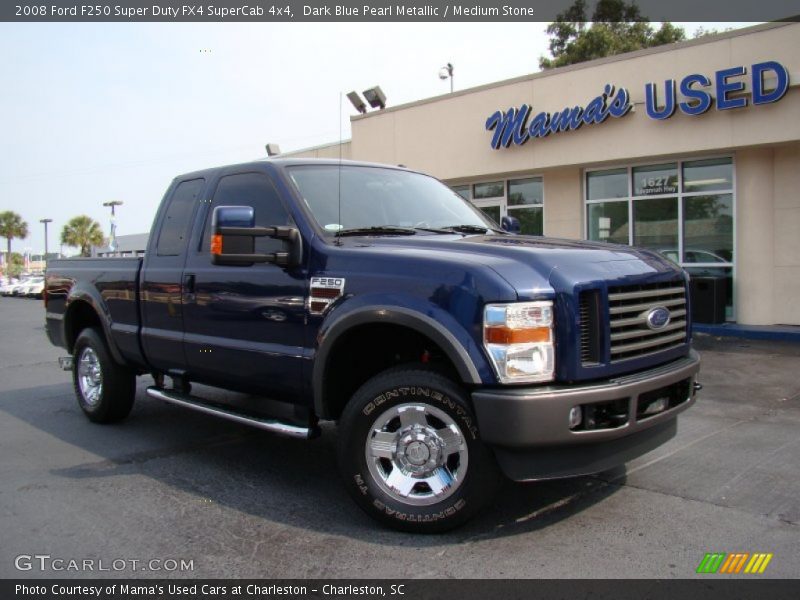 Dark Blue Pearl Metallic / Medium Stone 2008 Ford F250 Super Duty FX4 SuperCab 4x4