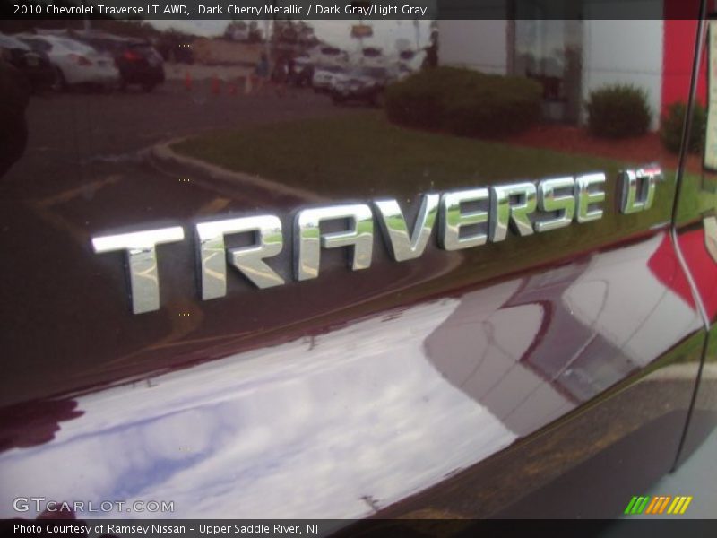 Dark Cherry Metallic / Dark Gray/Light Gray 2010 Chevrolet Traverse LT AWD