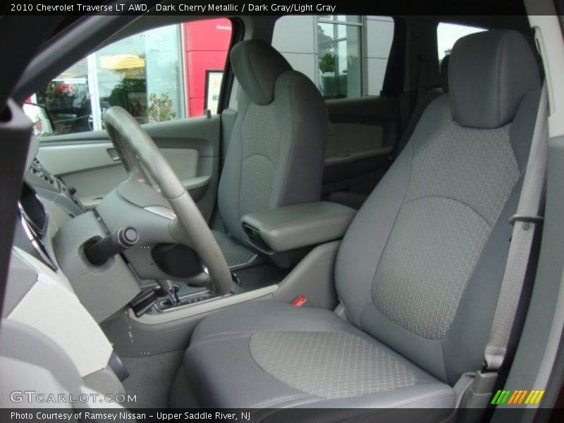 Dark Cherry Metallic / Dark Gray/Light Gray 2010 Chevrolet Traverse LT AWD