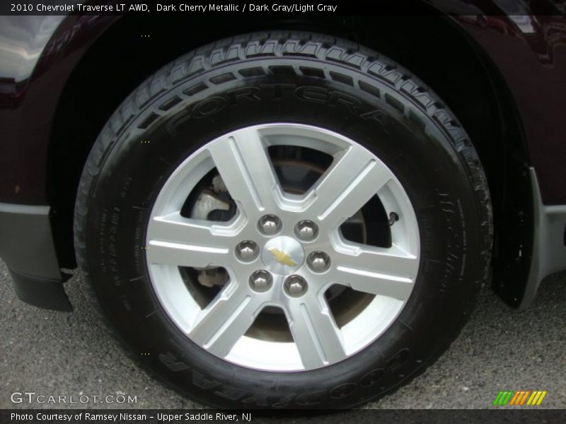 Dark Cherry Metallic / Dark Gray/Light Gray 2010 Chevrolet Traverse LT AWD