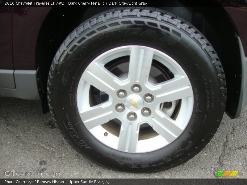 Dark Cherry Metallic / Dark Gray/Light Gray 2010 Chevrolet Traverse LT AWD
