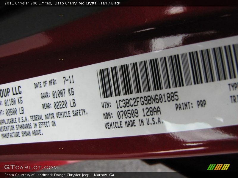 Deep Cherry Red Crystal Pearl / Black 2011 Chrysler 200 Limited