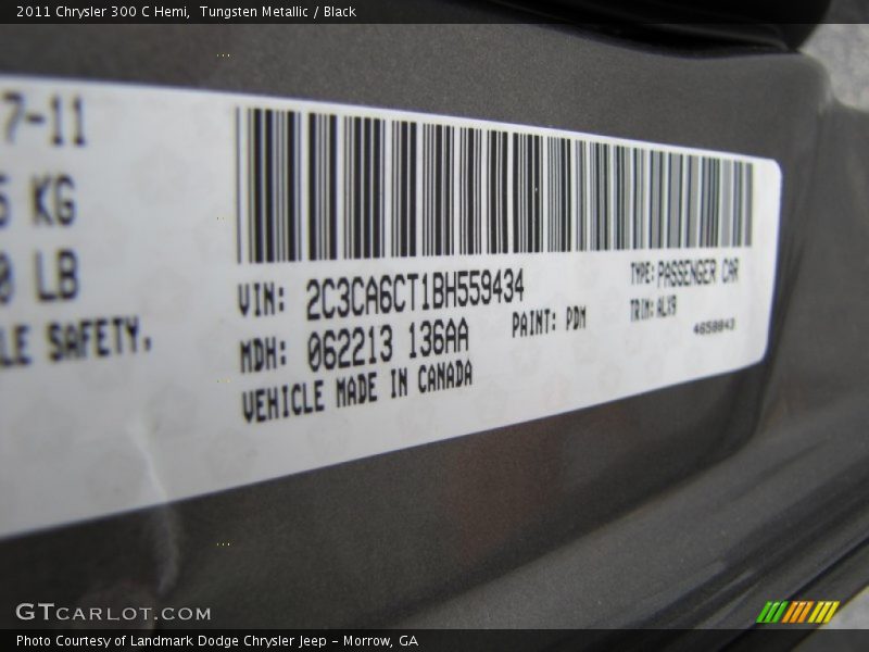 Tungsten Metallic / Black 2011 Chrysler 300 C Hemi