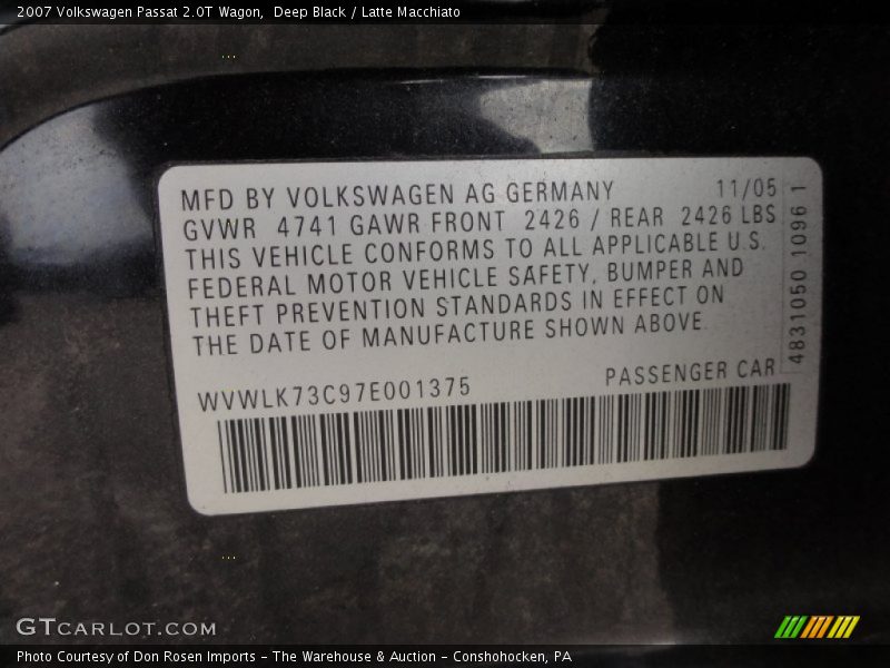 Deep Black / Latte Macchiato 2007 Volkswagen Passat 2.0T Wagon