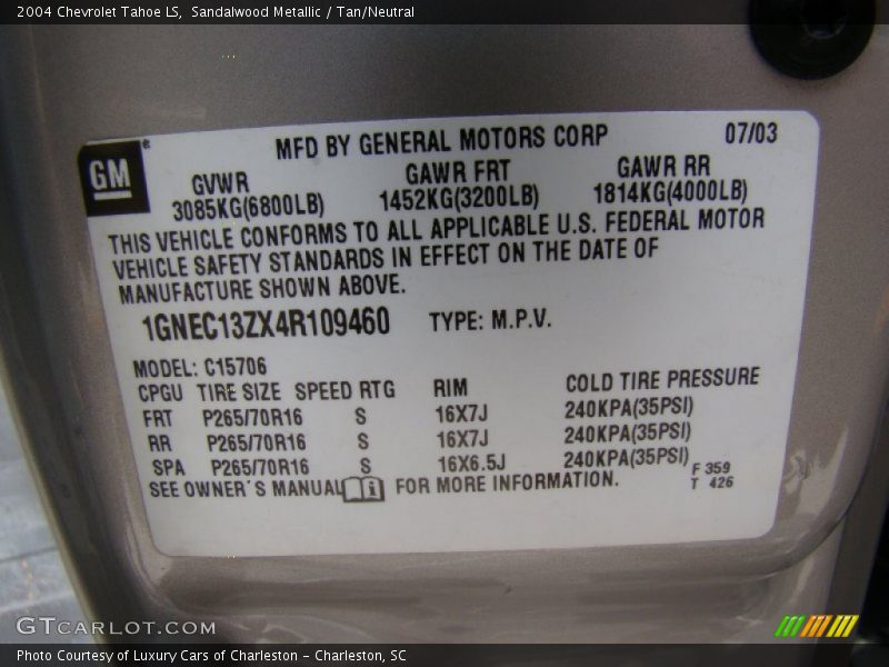 Sandalwood Metallic / Tan/Neutral 2004 Chevrolet Tahoe LS