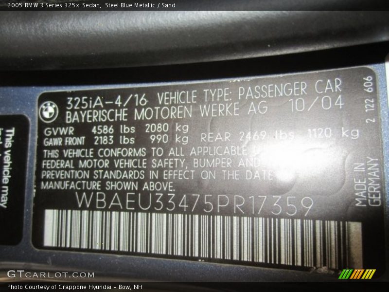Steel Blue Metallic / Sand 2005 BMW 3 Series 325xi Sedan
