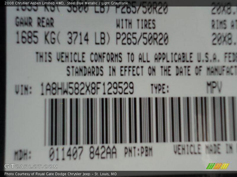 Steel Blue Metallic / Light Graystone 2008 Chrysler Aspen Limited 4WD