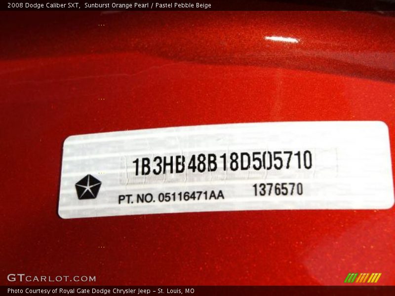 Sunburst Orange Pearl / Pastel Pebble Beige 2008 Dodge Caliber SXT