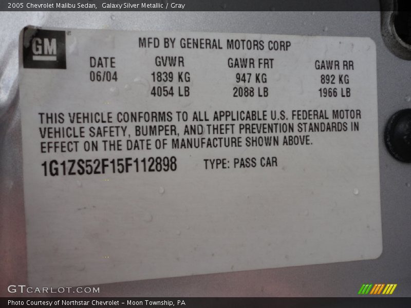 Galaxy Silver Metallic / Gray 2005 Chevrolet Malibu Sedan