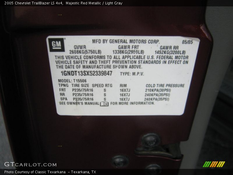Majestic Red Metallic / Light Gray 2005 Chevrolet TrailBlazer LS 4x4
