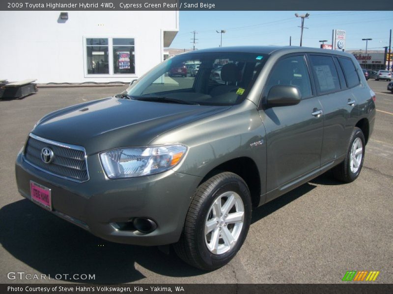 Cypress Green Pearl / Sand Beige 2009 Toyota Highlander Hybrid 4WD