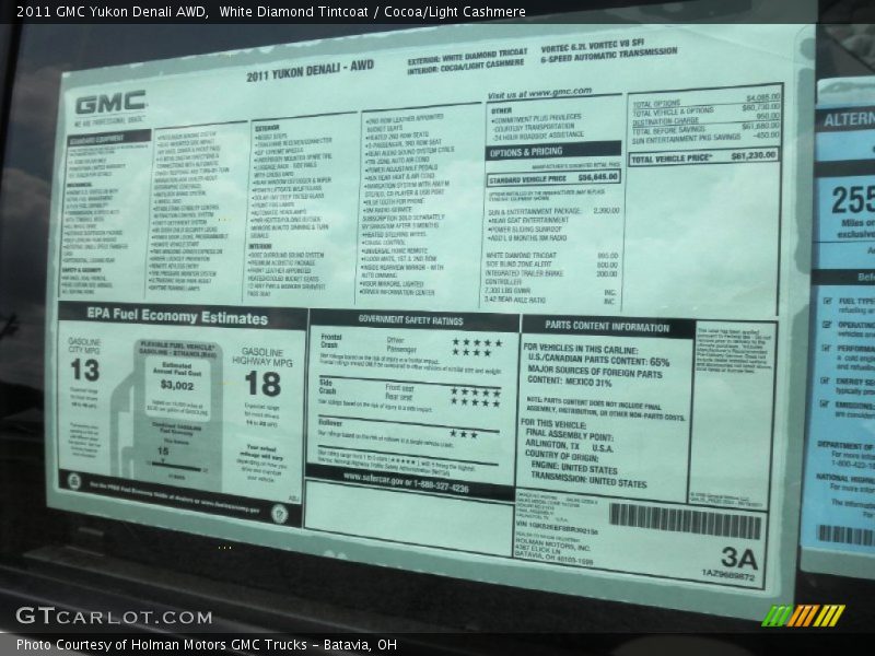 White Diamond Tintcoat / Cocoa/Light Cashmere 2011 GMC Yukon Denali AWD