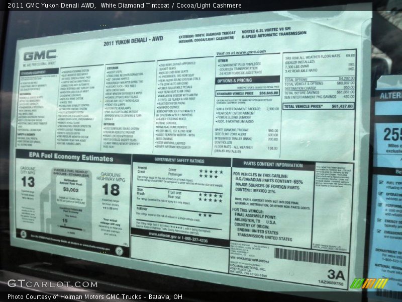 White Diamond Tintcoat / Cocoa/Light Cashmere 2011 GMC Yukon Denali AWD