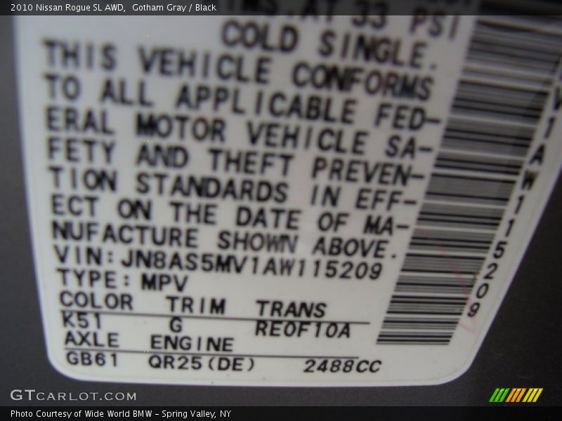 Gotham Gray / Black 2010 Nissan Rogue SL AWD