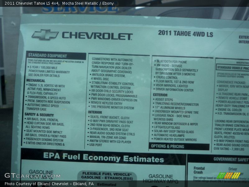  2011 Tahoe LS 4x4 Window Sticker