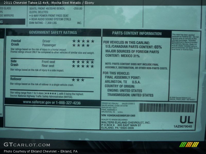 Mocha Steel Metallic / Ebony 2011 Chevrolet Tahoe LS 4x4