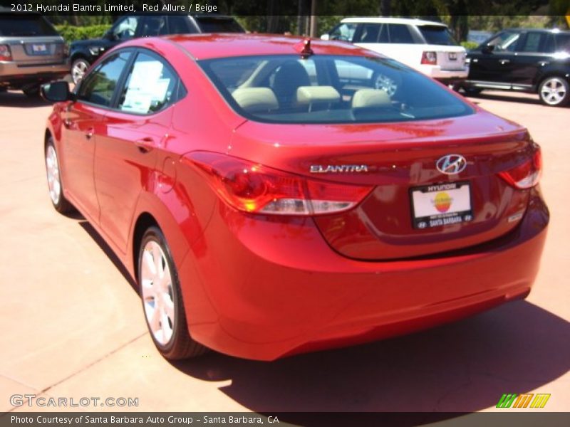 Red Allure / Beige 2012 Hyundai Elantra Limited