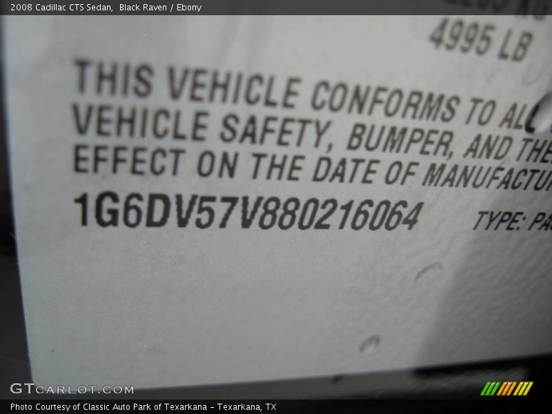 Black Raven / Ebony 2008 Cadillac CTS Sedan