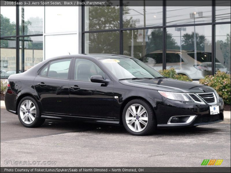Black / Black/Parchment 2008 Saab 9-3 Aero Sport Sedan