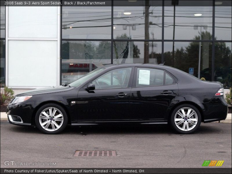 Black / Black/Parchment 2008 Saab 9-3 Aero Sport Sedan