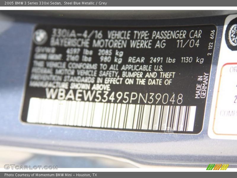 Steel Blue Metallic / Grey 2005 BMW 3 Series 330xi Sedan