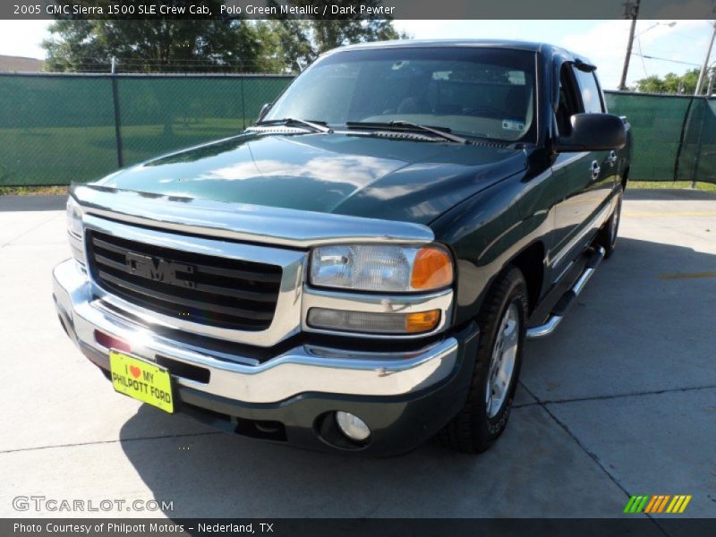 Polo Green Metallic / Dark Pewter 2005 GMC Sierra 1500 SLE Crew Cab
