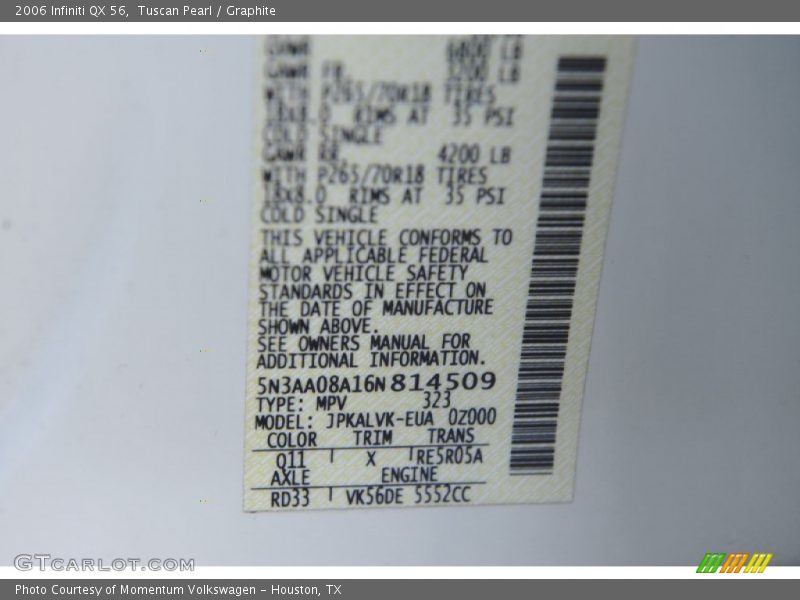 Tuscan Pearl / Graphite 2006 Infiniti QX 56
