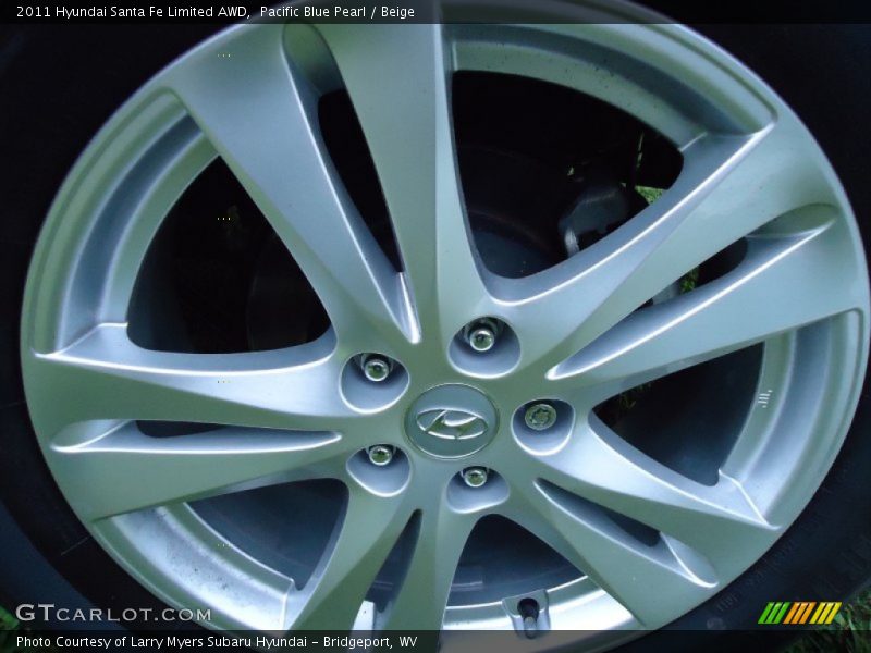 Pacific Blue Pearl / Beige 2011 Hyundai Santa Fe Limited AWD