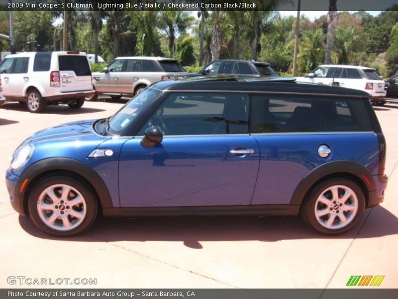 Lightning Blue Metallic / Checkered Carbon Black/Black 2009 Mini Cooper S Clubman
