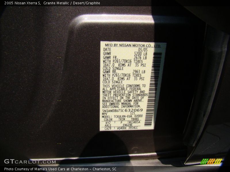 Granite Metallic / Desert/Graphite 2005 Nissan Xterra S