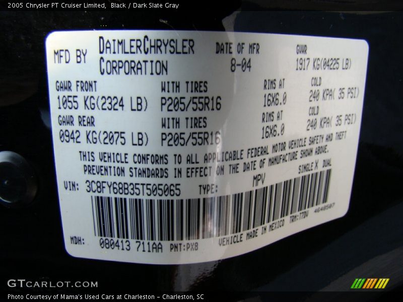 Black / Dark Slate Gray 2005 Chrysler PT Cruiser Limited